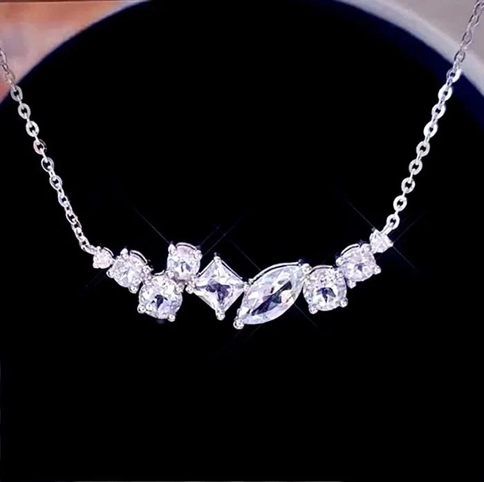 Wedding Jewelry - Minimalist 925 Sterling Silver CZ Bridal Necklace