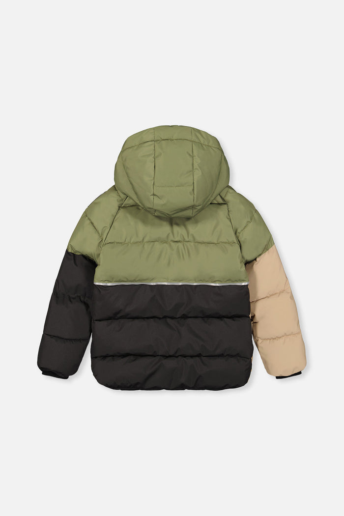 Color-Block Winter Jacket Olive Green-1