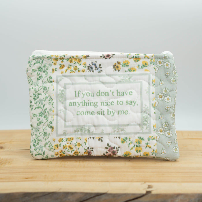 Come Sit By Me Quilted Zipper Bag #QMB349S