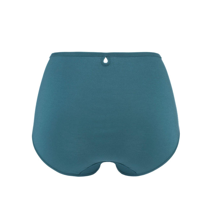 Coral Silk and Organic Cotton Full Brief in Peacock Blue, view 2 – Juliemay Lingerie