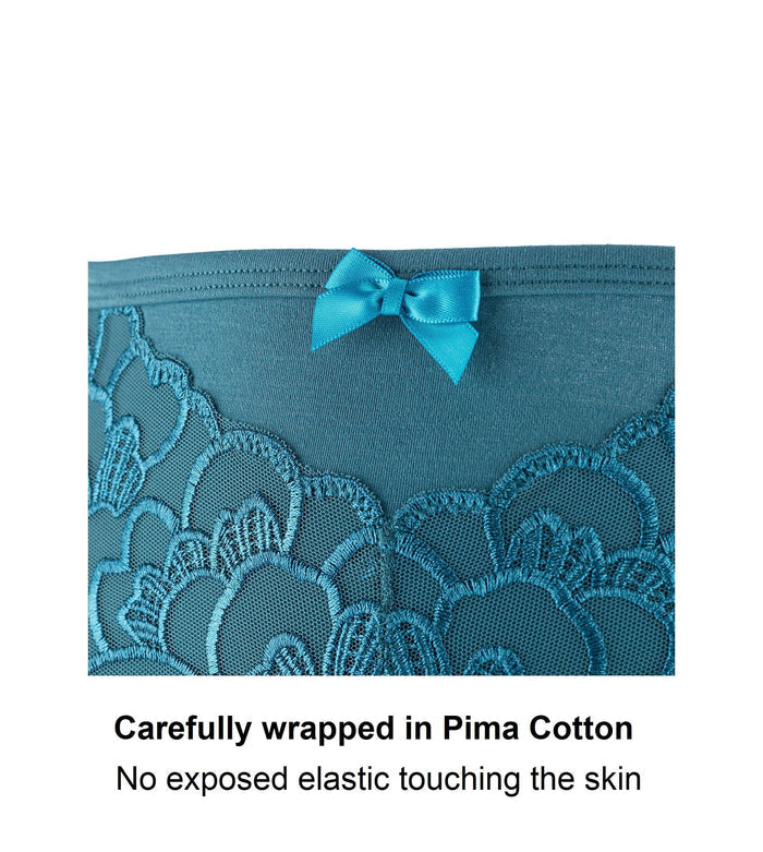 Coral Silk and Organic Cotton Full Brief in Peacock Blue, view 3 – Juliemay Lingerie