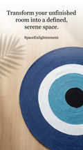 Cotton Circular Rug Blue & White Cotton Rope 'Evil Eye'Design