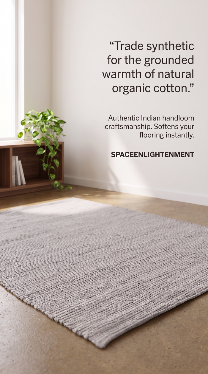 Cotton Grey Rug - SMALL Indian Handloom