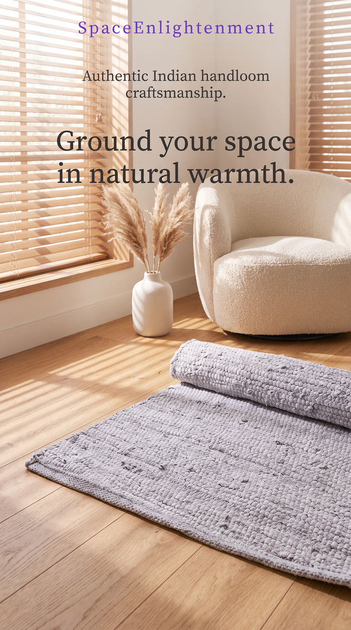 Cotton Grey Rug - SMALL Indian Handloom