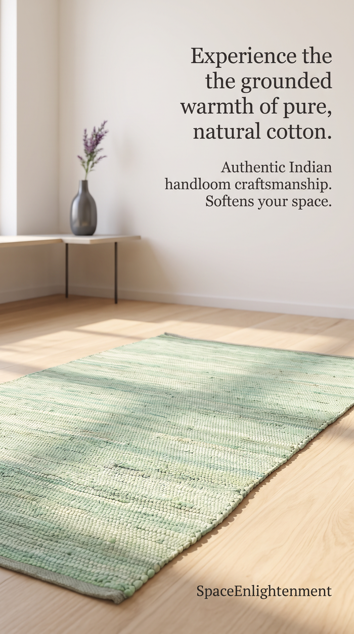 Cotton Rug - Aqua Colour LARGE Indian Handloom