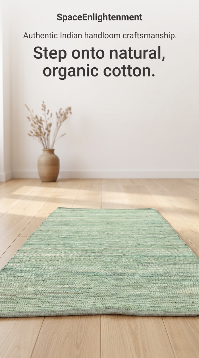 Cotton Rug - Aqua Colour LARGE Indian Handloom