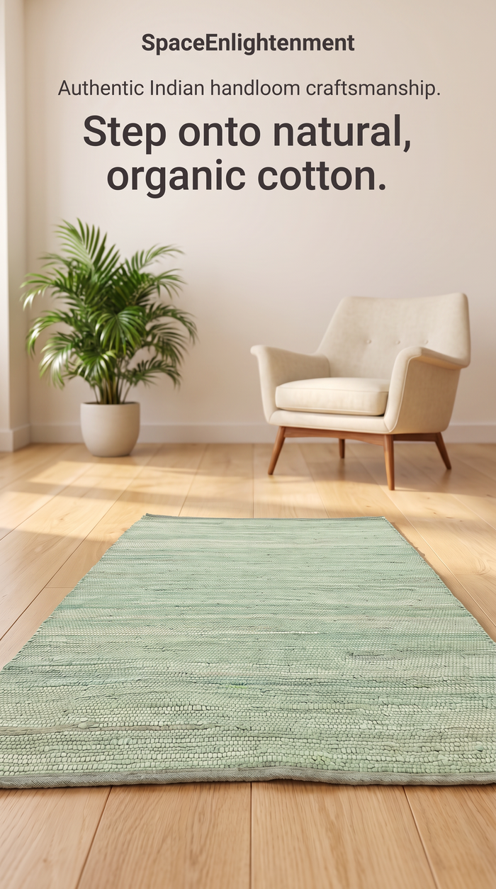 Cotton Rug - Aqua Colour MEDIUM Indian Handloom