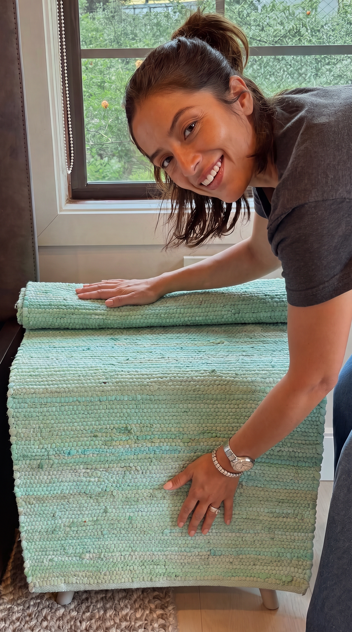 Cotton Rug - Aqua Colour MEDIUM Indian Handloom