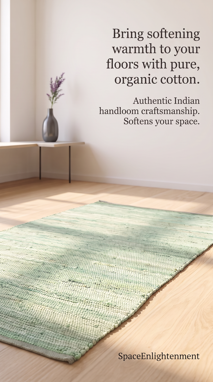 Cotton Rug - Aqua Colour SMALL Indian Handloom
