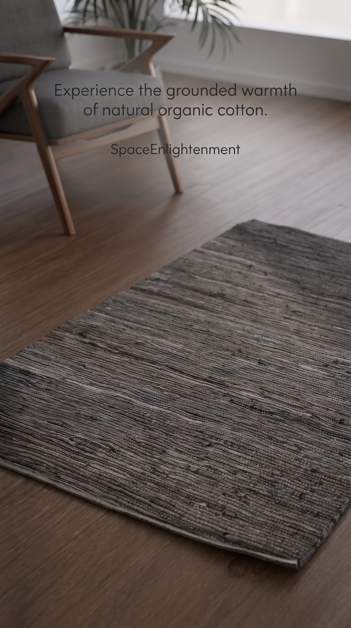 Cotton Rug - Charcoal Colour LARGE Indian Handloom