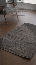 Cotton Rug - Charcoal Colour LARGE Indian Handloom
