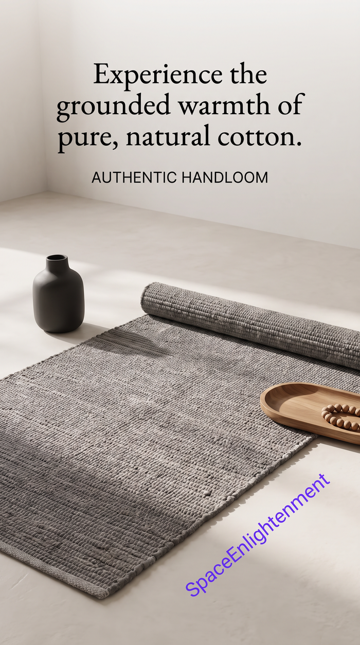 Cotton Rug - Charcoal Colour LARGE Indian Handloom