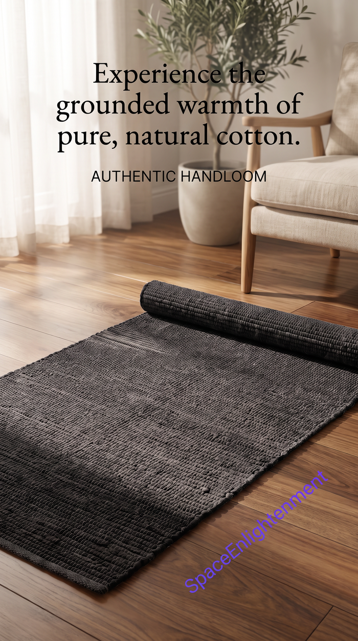 Cotton Rug - Charcoal Colour LARGE Indian Handloom