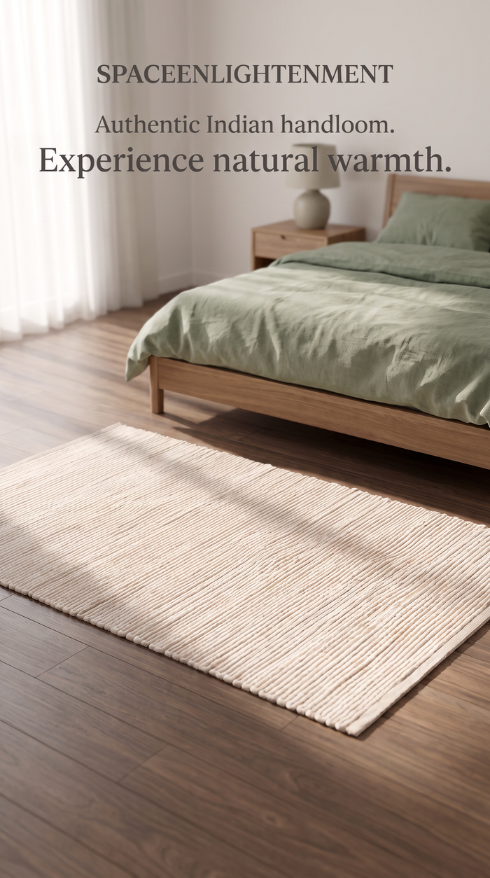 Cotton Rug - Cream Colour MEDIUM Indian Handloom
