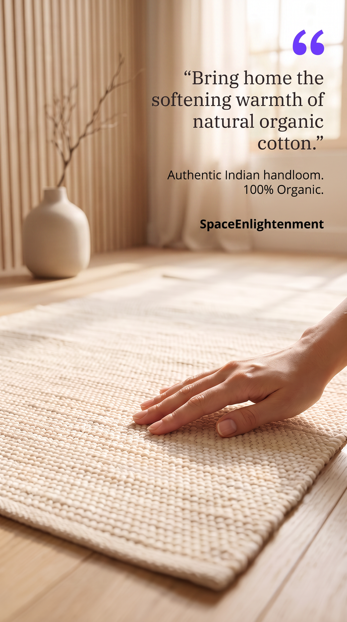 Cotton Rug - Cream Colour MEDIUM Indian Handloom
