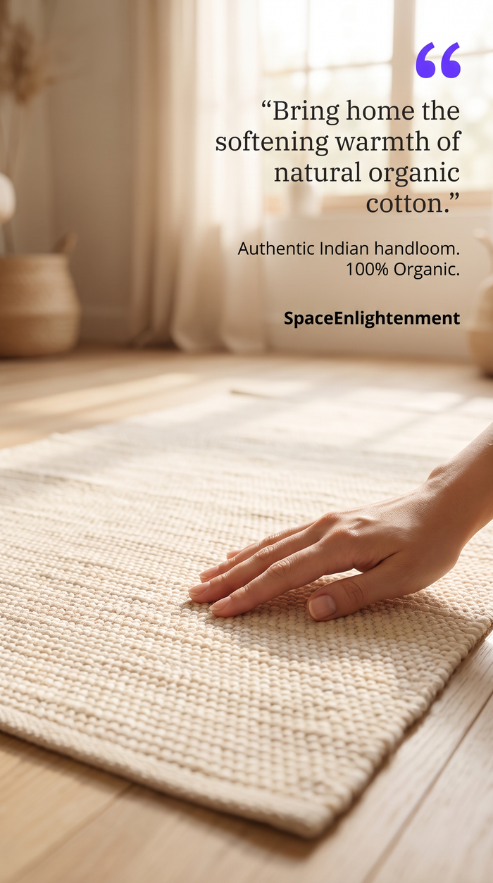 Cotton Rug - Cream Colour SMALL Indian Handloom