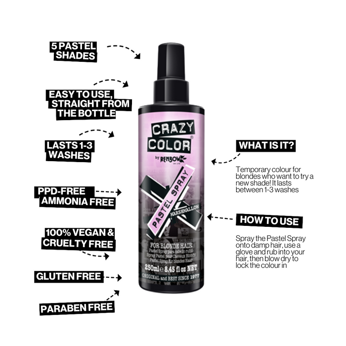 Crazy Color Hair Colour Pastel Spray 250ml - Marshmallow