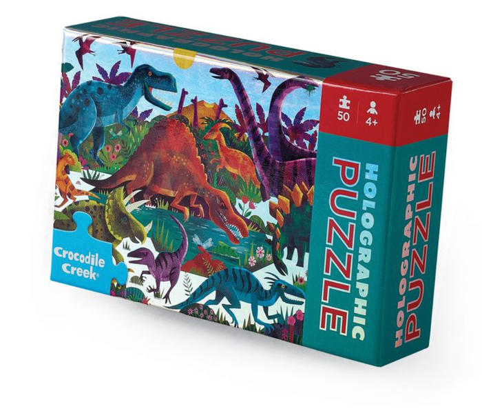 Crocodile Creek 50-Piece Mini Holographic Dinosaurs Puzzle