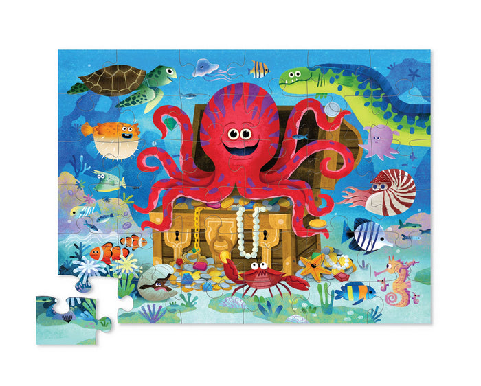 Crocodile Creek Inc. 36-Piece Shaped Box Puzzle Octopus Treasure