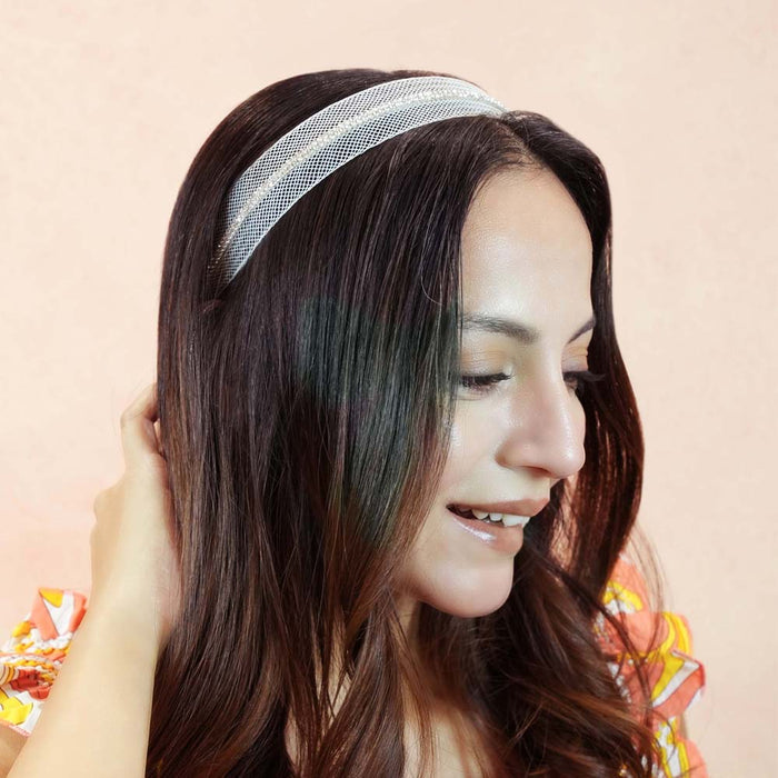 Crystal Mesh Hair Band - Pastel Yellow