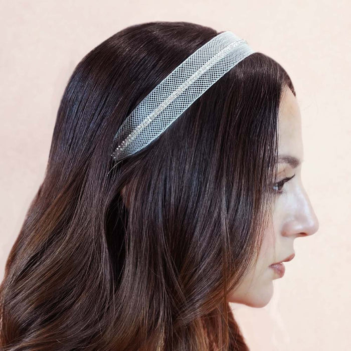 Crystal Mesh Hair Band - Pastel Yellow