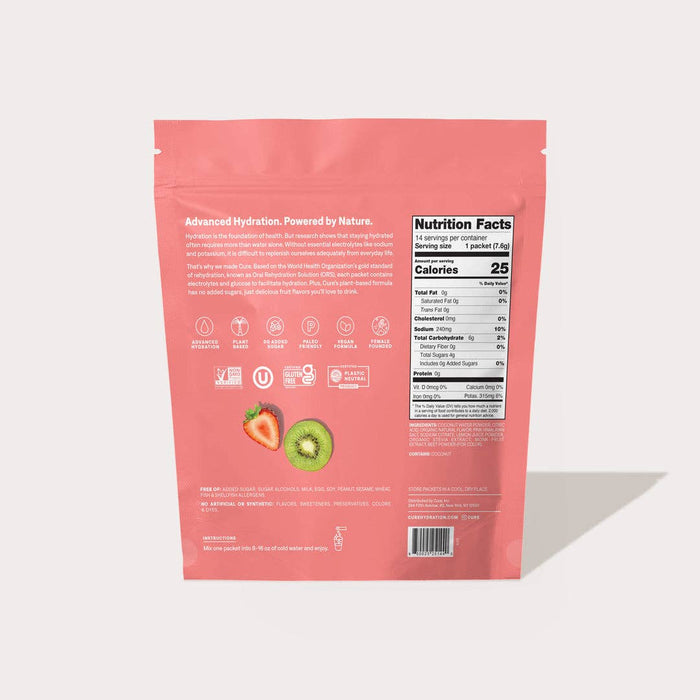 Cure Hydration - Hydrating Electrolyte Drink Mix - Strawberry Kiwi (14ct)