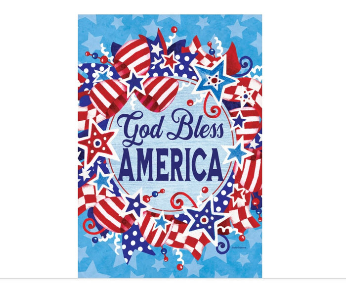 Custom Decor God Bless Wreath Large Flag