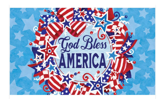 Custom Decor God Bless Wreath Mat