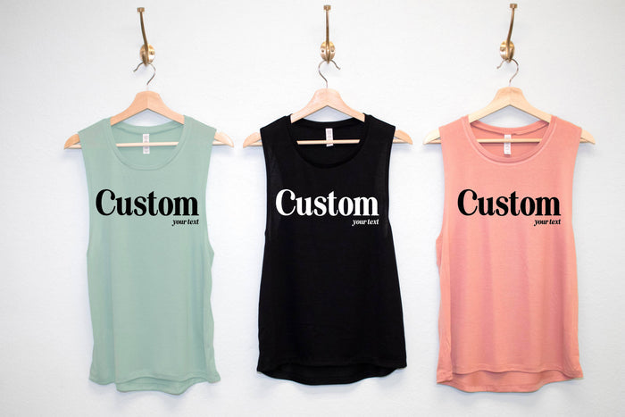 CUSTOM Small Business Muscle Tanks for Yoga, Pilates & more!