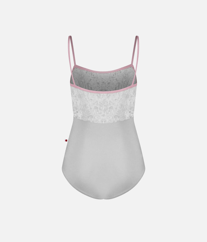 Denise Ballet Leotard • Silver Nylon with Crushed Velvet Bodice