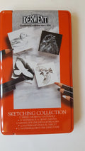 Derwent Sketching Collection packaging with illustrations on a white background