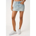 Distressed Hem Washed Denim Mini Skirt