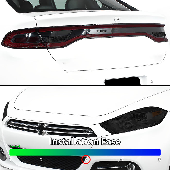 Full Headlight Taillight Racetrack Precut Smoked PPF Tint Kit Film Overlay Fits Dodge Dart 2013 - 2016 - Bogar Tech Designs