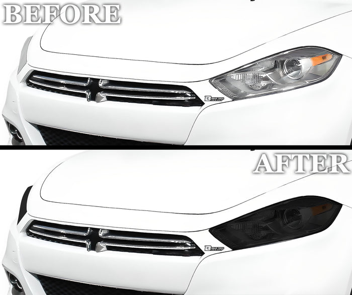 Full Headlight Taillight Racetrack Precut Smoked PPF Tint Kit Film Overlay Fits Dodge Dart 2013 - 2016 - Bogar Tech Designs