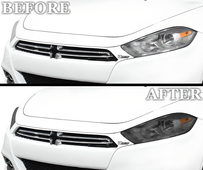 Full Headlight Taillight Racetrack Precut Smoked PPF Tint Kit Film Overlay Fits Dodge Dart 2013 - 2016 - Bogar Tech Designs