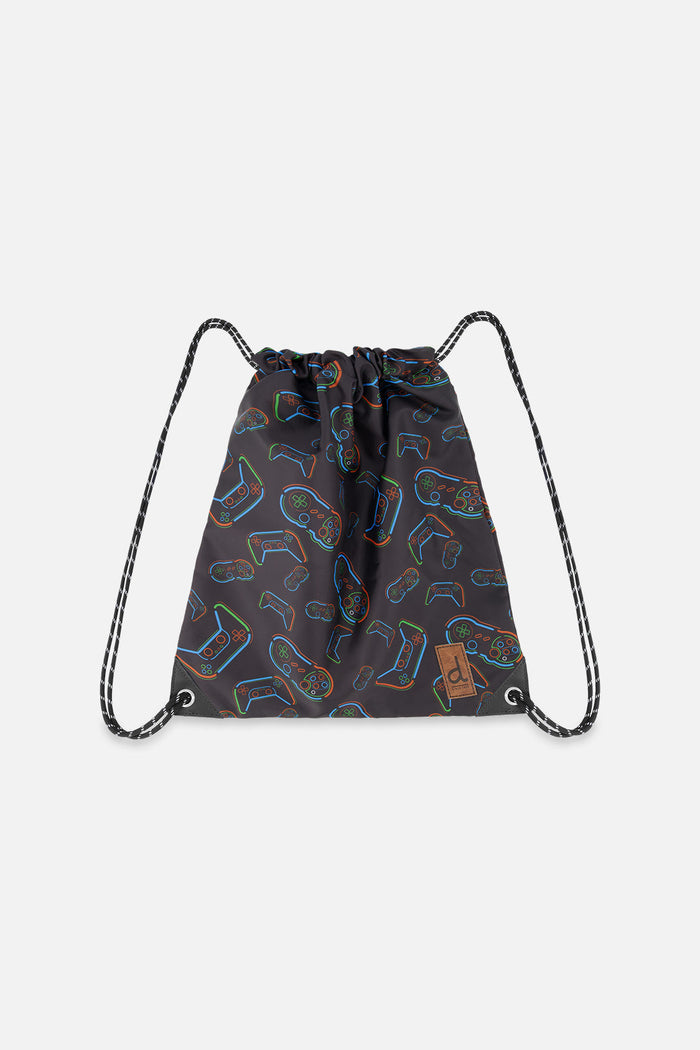 Drawstring Bag Black Printed Controller-0