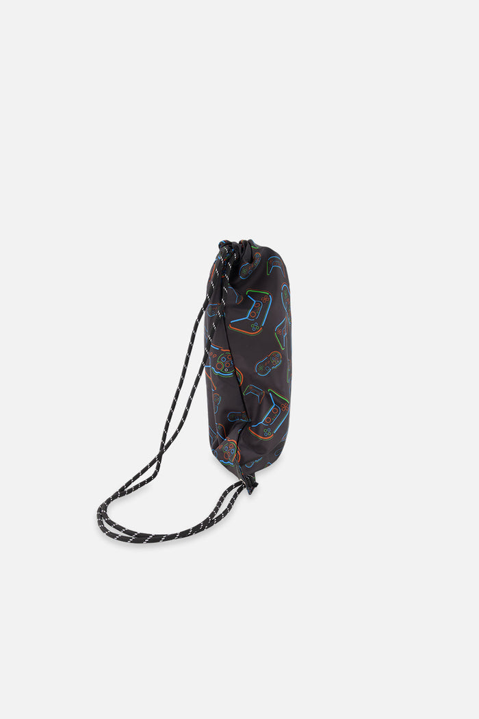 Drawstring Bag Black Printed Controller-1