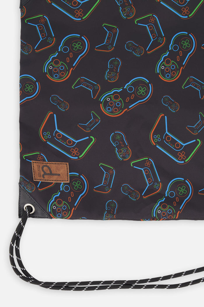 Drawstring Bag Black Printed Controller-2