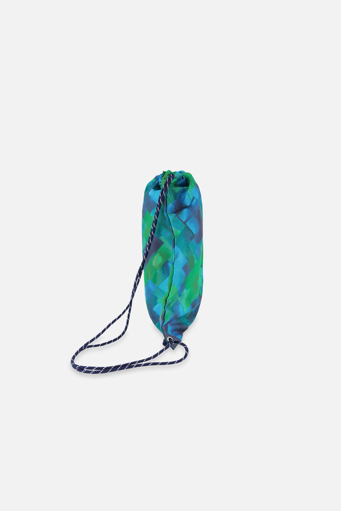 Drawstring Bag Blue Diamond Print-1