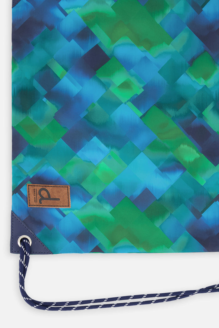 Drawstring Bag Blue Diamond Print-2