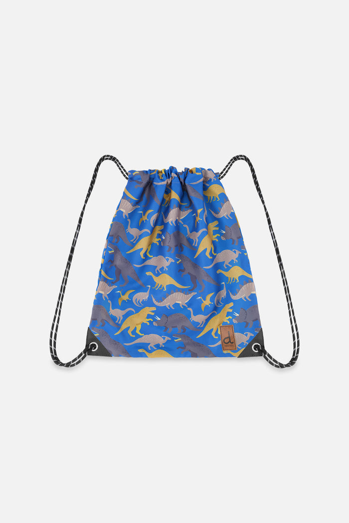 Drawstring Bag Blue Dinosaur Print-0