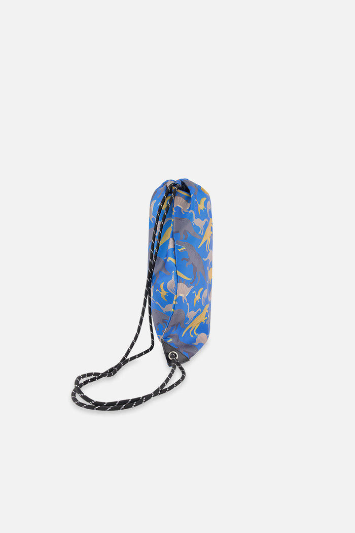 Drawstring Bag Blue Dinosaur Print-1