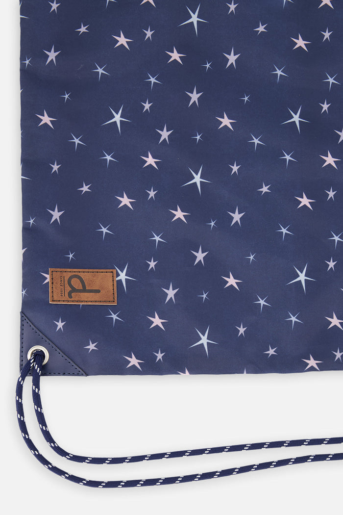 Drawstring Bag Navy With Star Print-2