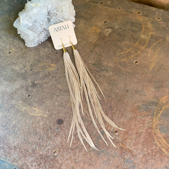 Earrings-FREEBIRDS COLLECTION: Cone Feather-Champagne