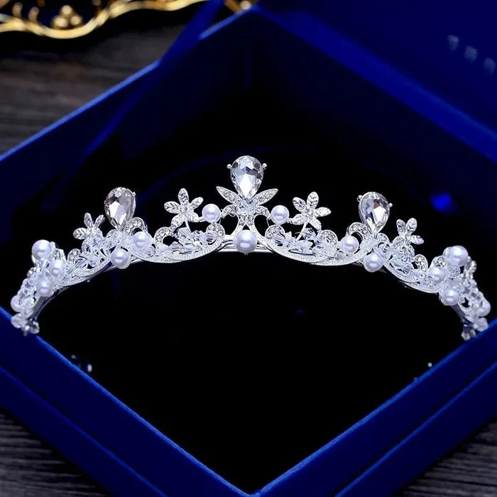 Wedding Hair Accessories - Pearl and Cubic Zirconia Bridal Tiara