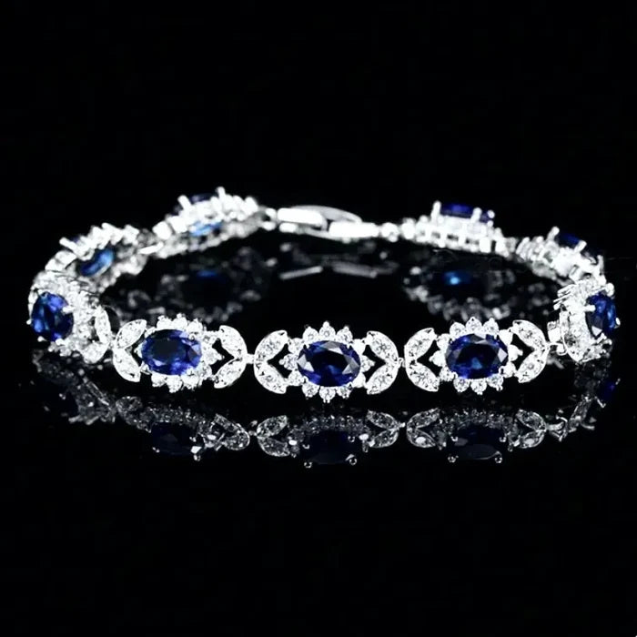 Wedding Jewelry - Blue Cubic Zirconia Bridal Bracelet