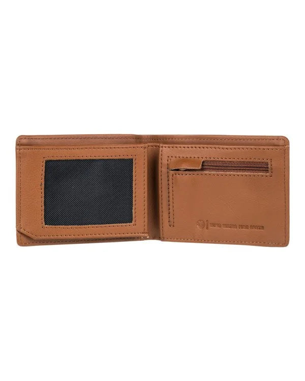 Brown leather Element wallet with a black interior pocket on a white background