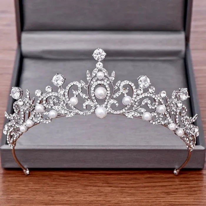 Wedding Hair Accessories - Pearl and Rhinestone Bridal Tiara