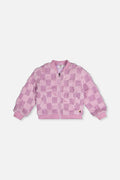 Faux Fur Jacquard Bomber Jacket Violet-0
