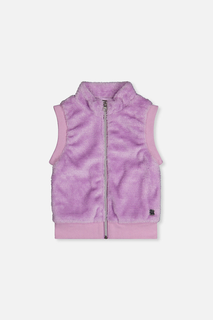 Faux Fur Sleeveless Vest Violet-0